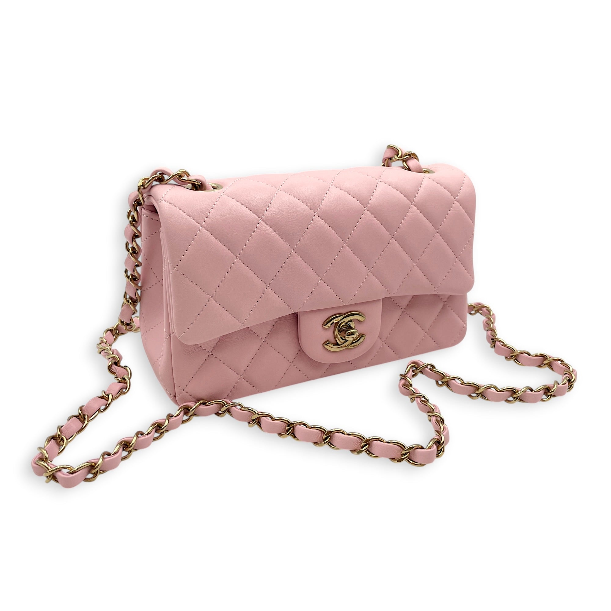 Rectangular Mini Sakura Pink Crossbody Bag in Lambskin Gold hardware CL2606-22061 11