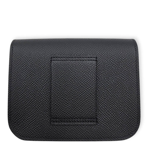 Constance Slim Black Wallet in Epsom Gold hardware CL2606-22063 2