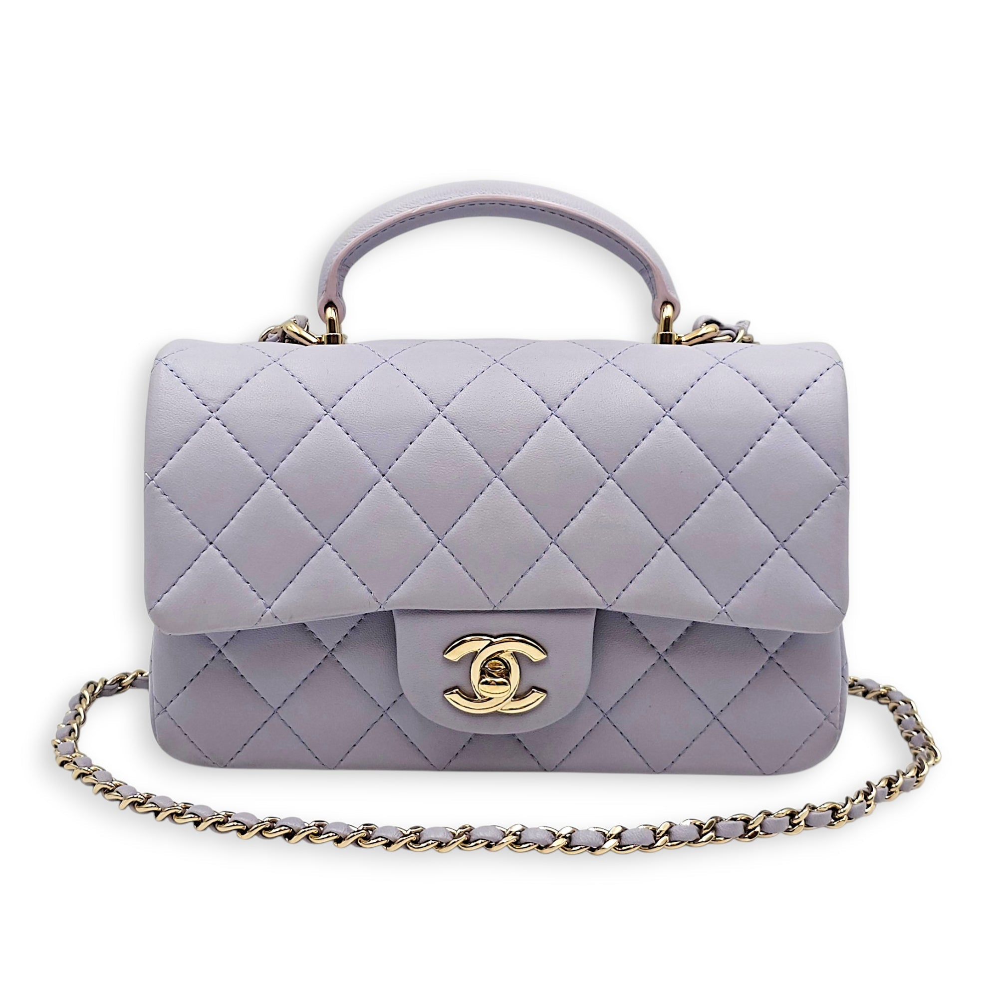 Mini Lilac Top Handle Bag in Lambskin Gold hardware CL2606-22065 10