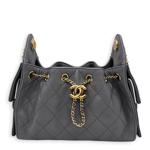 C25 Mini Grey Shoulder Bag in Caviar Leather Gold hardware CL2606-22066 1