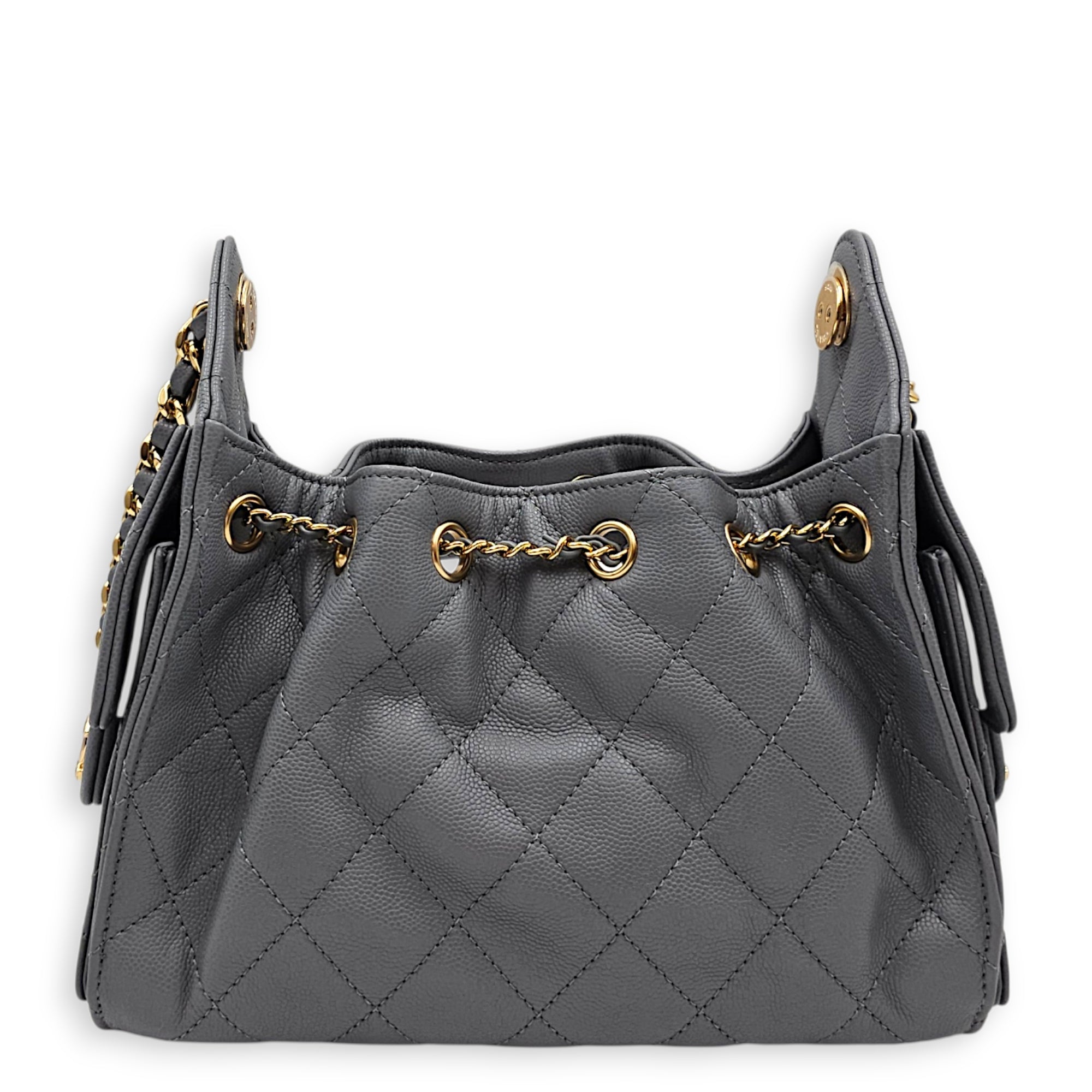 C25 Mini Grey Shoulder Bag in Caviar Leather Gold hardware CL2606-22066 2