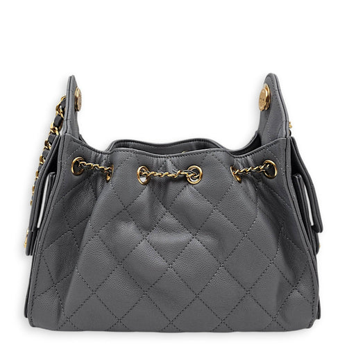 C25 Mini Grey Shoulder Bag in Caviar Leather Gold hardware CL2606-22066 2