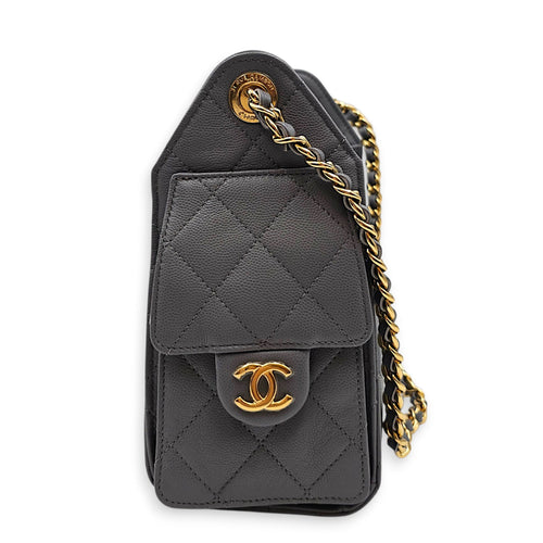 C25 Mini Grey Shoulder Bag in Caviar Leather Gold hardware CL2606-22066 4