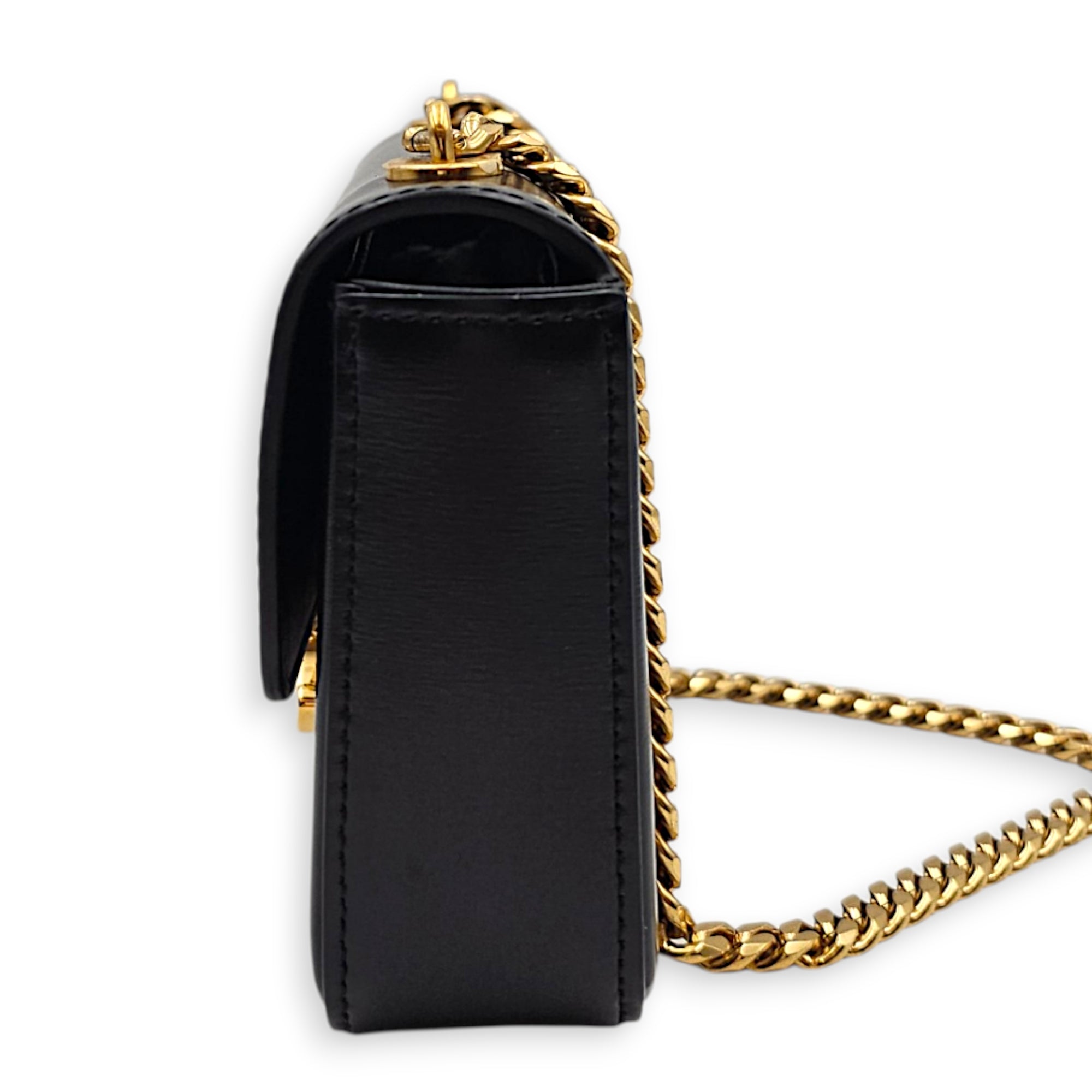 Triomphe Black Shoulder Bag in Box Calfskin Gold hardware CL2606-22067 4