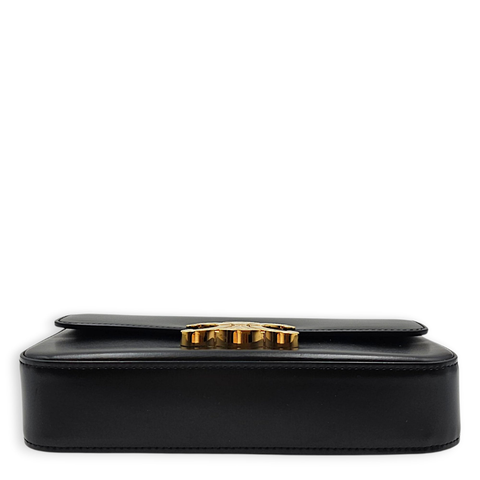 Triomphe Black Shoulder Bag in Box Calfskin Gold hardware CL2606-22067 5
