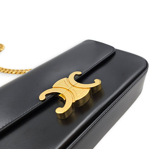 Triomphe Black Shoulder Bag in Box Calfskin Gold hardware CL2606-22067 8