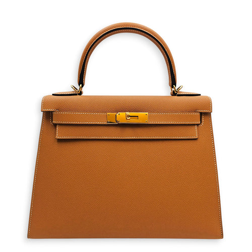 Sellier Kelly 28 Toffee in Epsom Gold hardware CL2606-22072 1