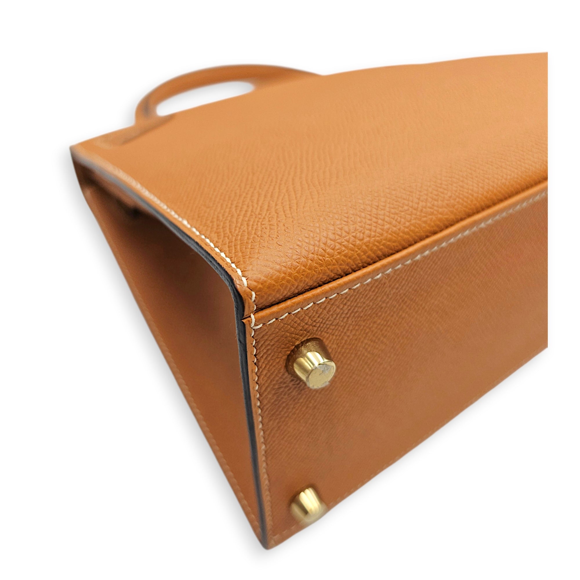 Sellier Kelly 28 Toffee in Epsom Gold hardware CL2606-22072 10