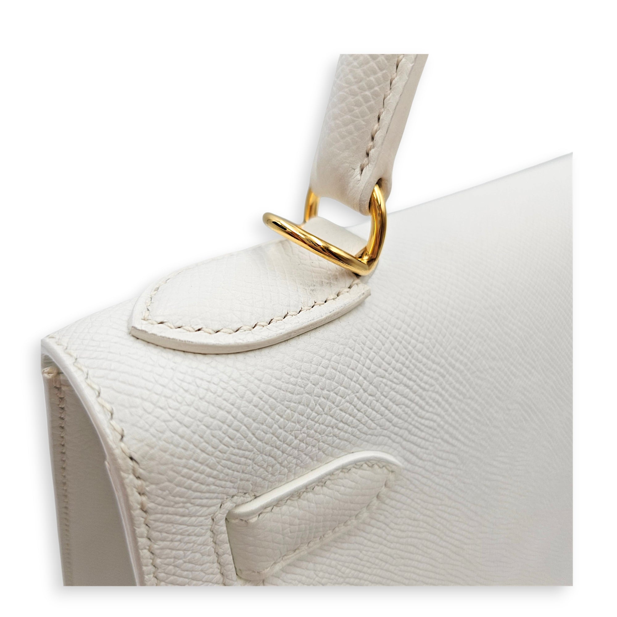 Sellier Kelly 28 Blanc in Epsom Gold hardware CL2606-22086 12