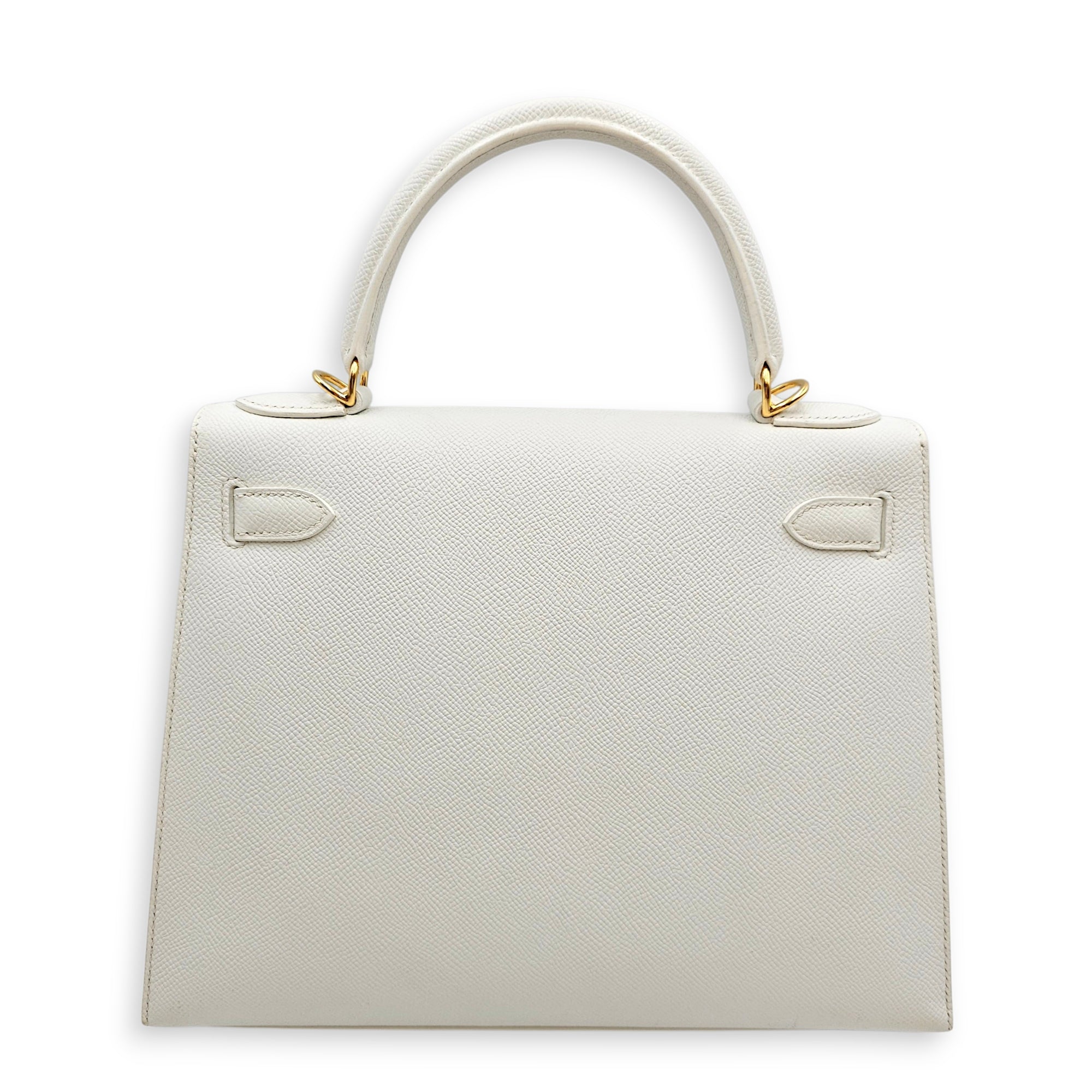 Sellier Kelly 28 Blanc in Epsom Gold hardware CL2606-22086 2