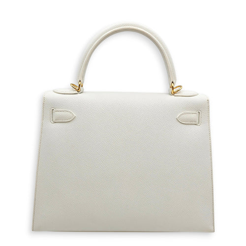 Sellier Kelly 28 Blanc in Epsom Gold hardware CL2606-22086 2