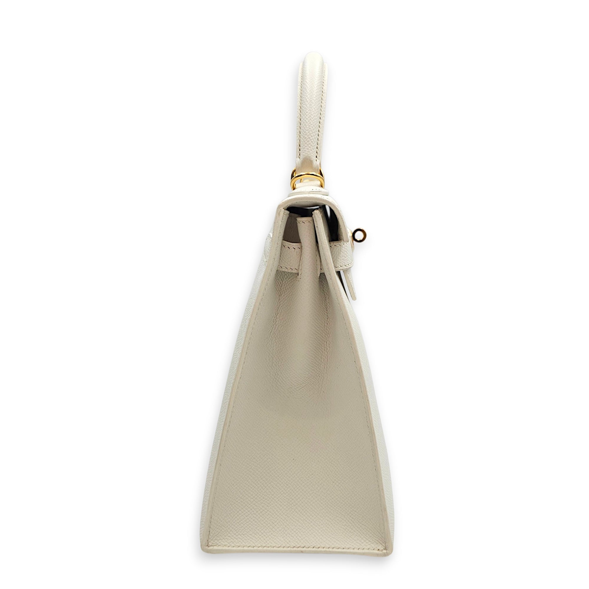 Sellier Kelly 28 Blanc in Epsom Gold hardware CL2606-22086 3