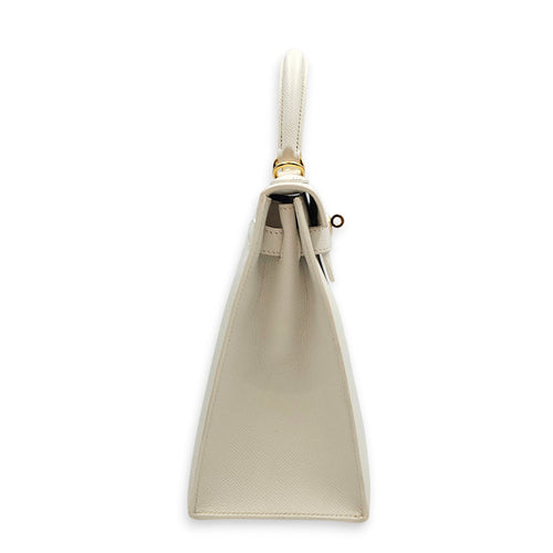 Sellier Kelly 28 Blanc in Epsom Gold hardware CL2606-22086 3