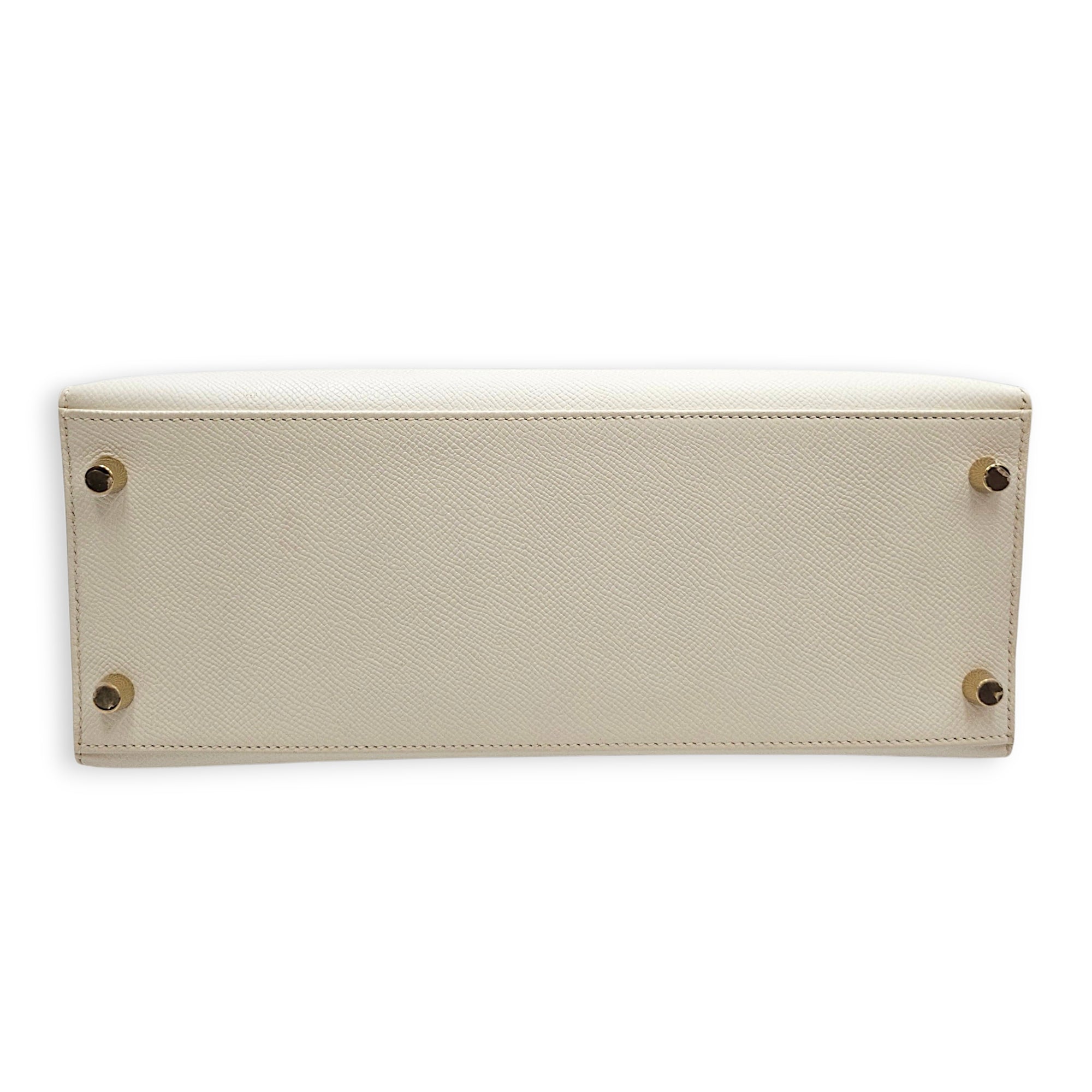 Sellier Kelly 28 Blanc in Epsom Gold hardware CL2606-22086 5