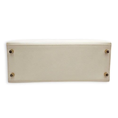 Sellier Kelly 28 Blanc in Epsom Gold hardware CL2606-22086 5