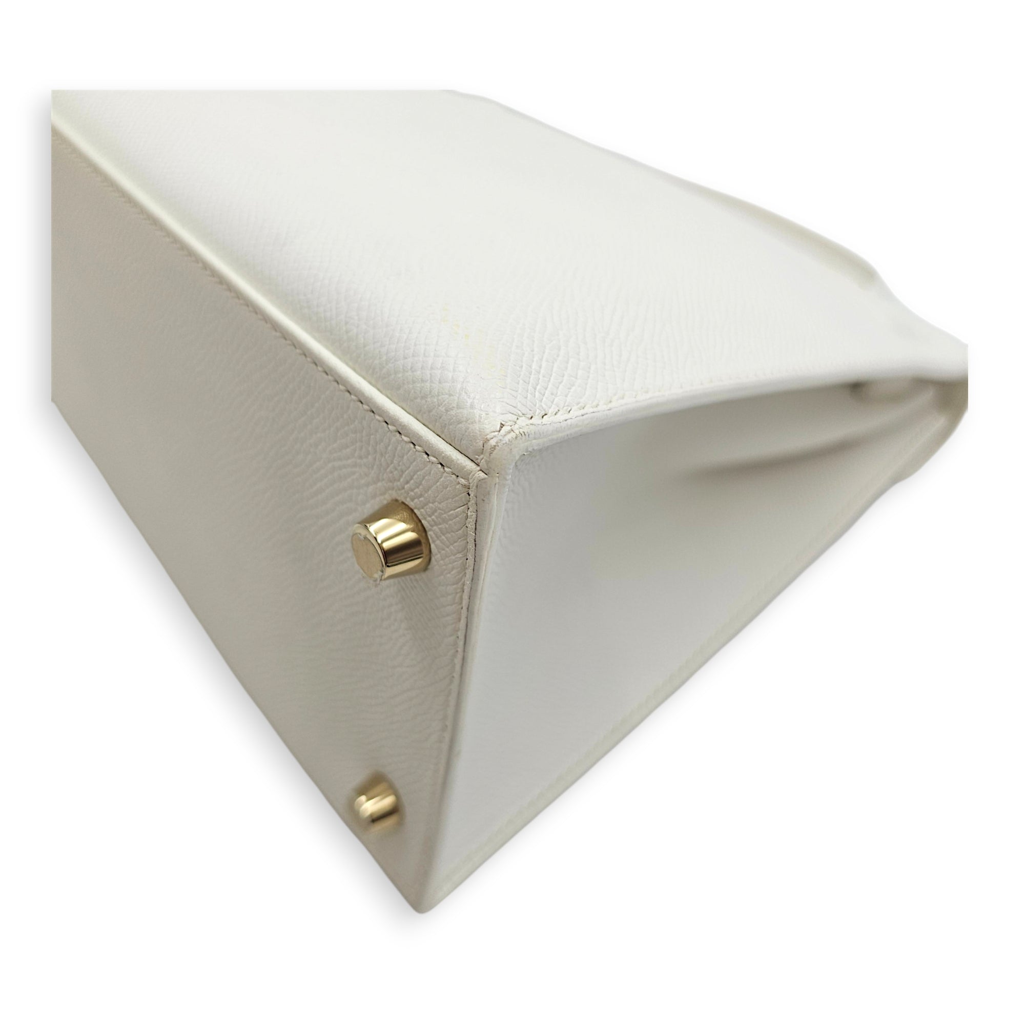 Sellier Kelly 28 Blanc in Epsom Gold hardware CL2606-22086 7