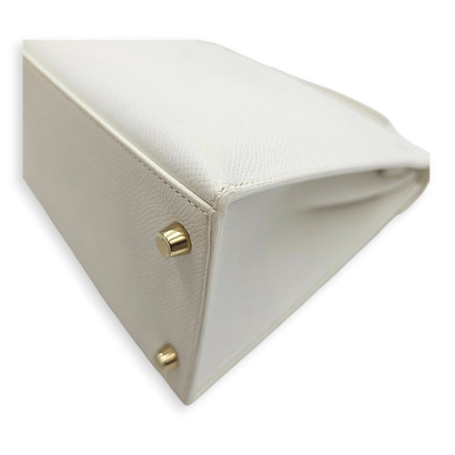 Sellier Kelly 28 Blanc in Epsom Gold hardware CL2606-22086 7