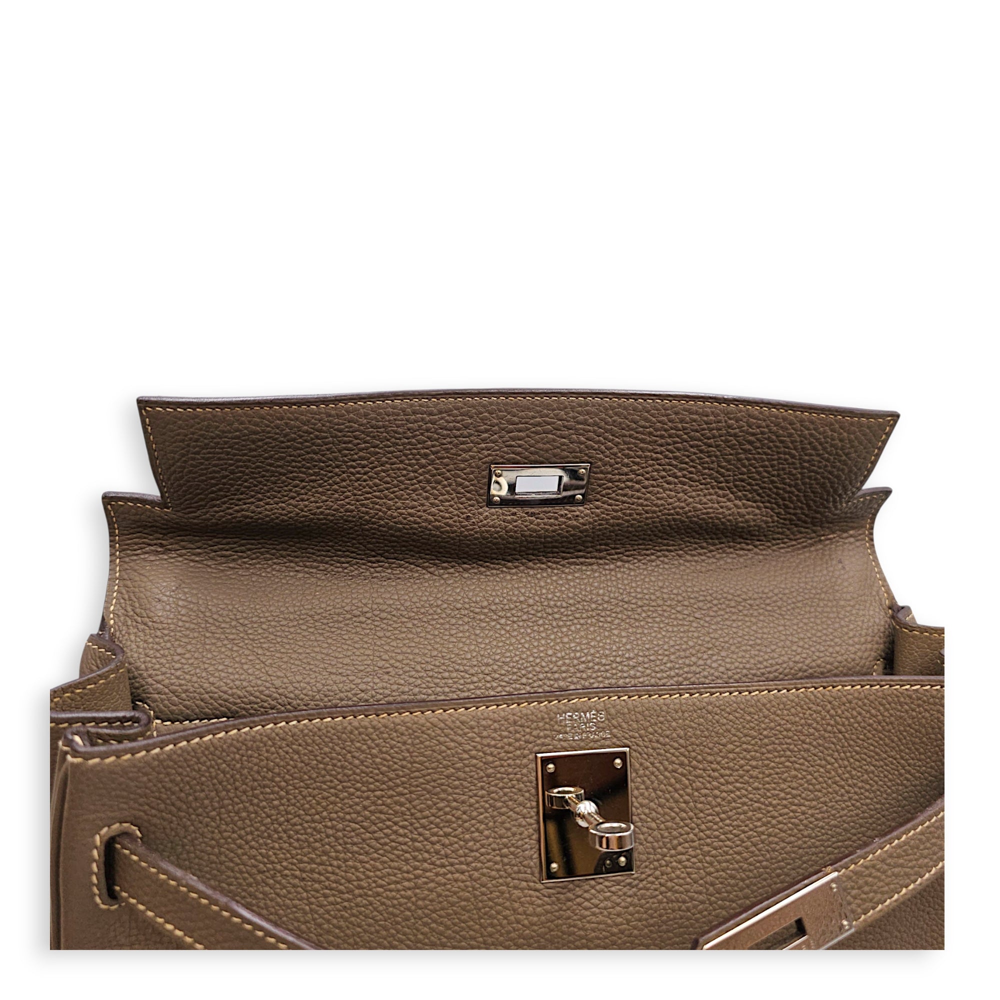 Kelly 32 Etoupe in Togo Palladium hardware