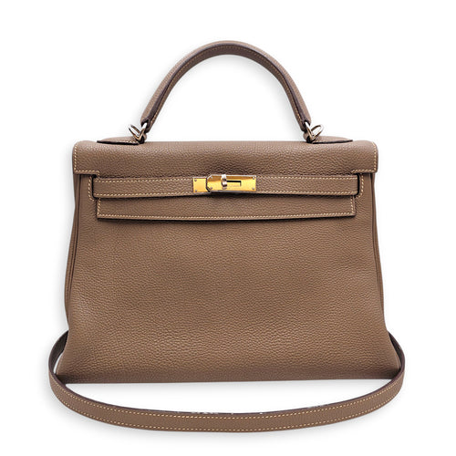 Kelly 32 Etoupe in Togo Palladium hardware