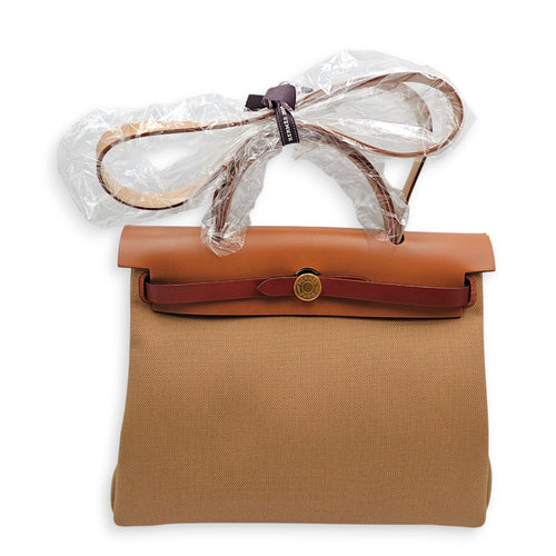 Herbag 31 Fauve/Chai in Vache Hunter/Toile Gold hardware CL2606-22091 1