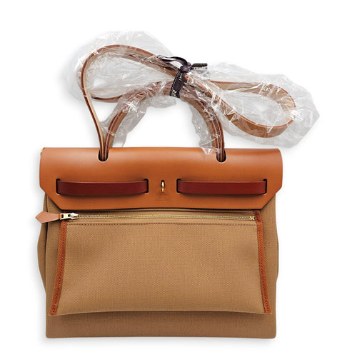 Herbag 31 Fauve/Chai in Vache Hunter/Toile Gold hardware CL2606-22091 2