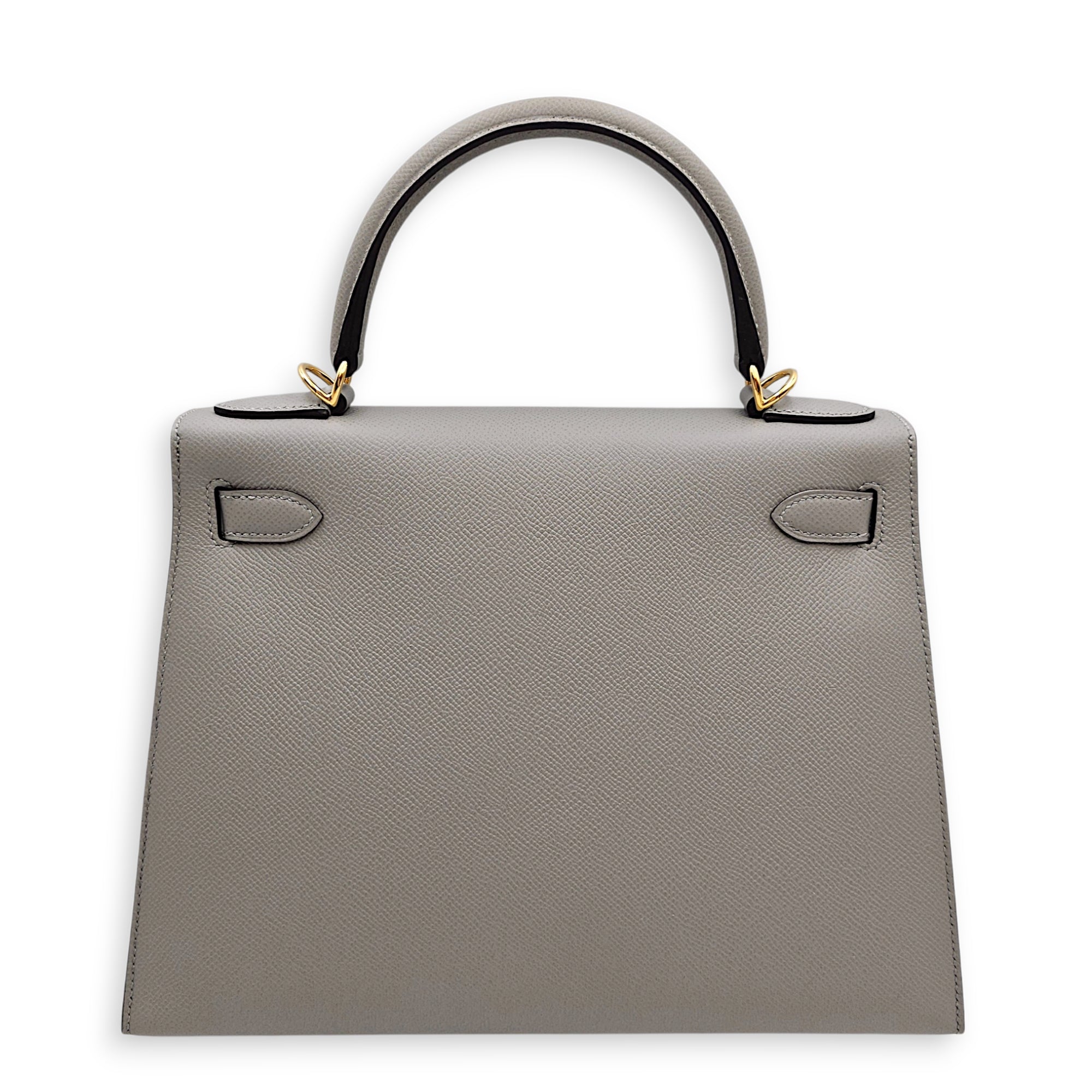 Sellier Kelly 28 Gris Mouette in Epsom Gold hardware CL2606-22092 2