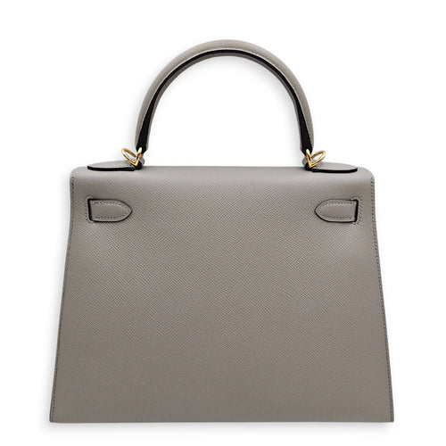 Sellier Kelly 28 Gris Mouette in Epsom Gold hardware CL2606-22092 2