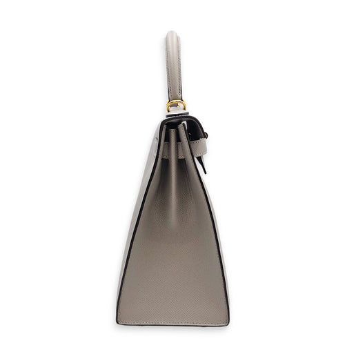 Sellier Kelly 28 Gris Mouette in Epsom Gold hardware CL2606-22092 4