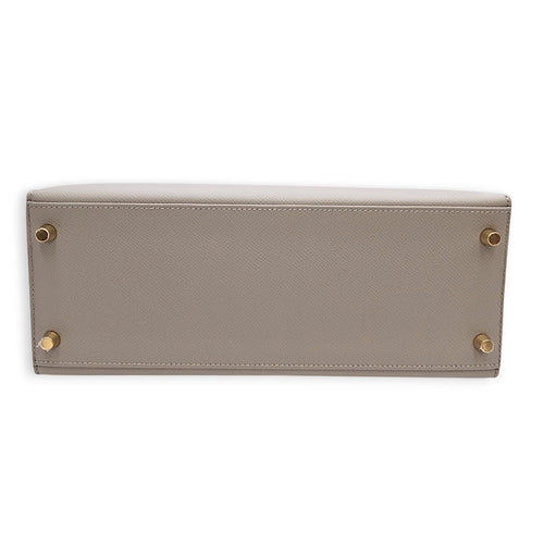 Sellier Kelly 28 Gris Mouette in Epsom Gold hardware CL2606-22092 5
