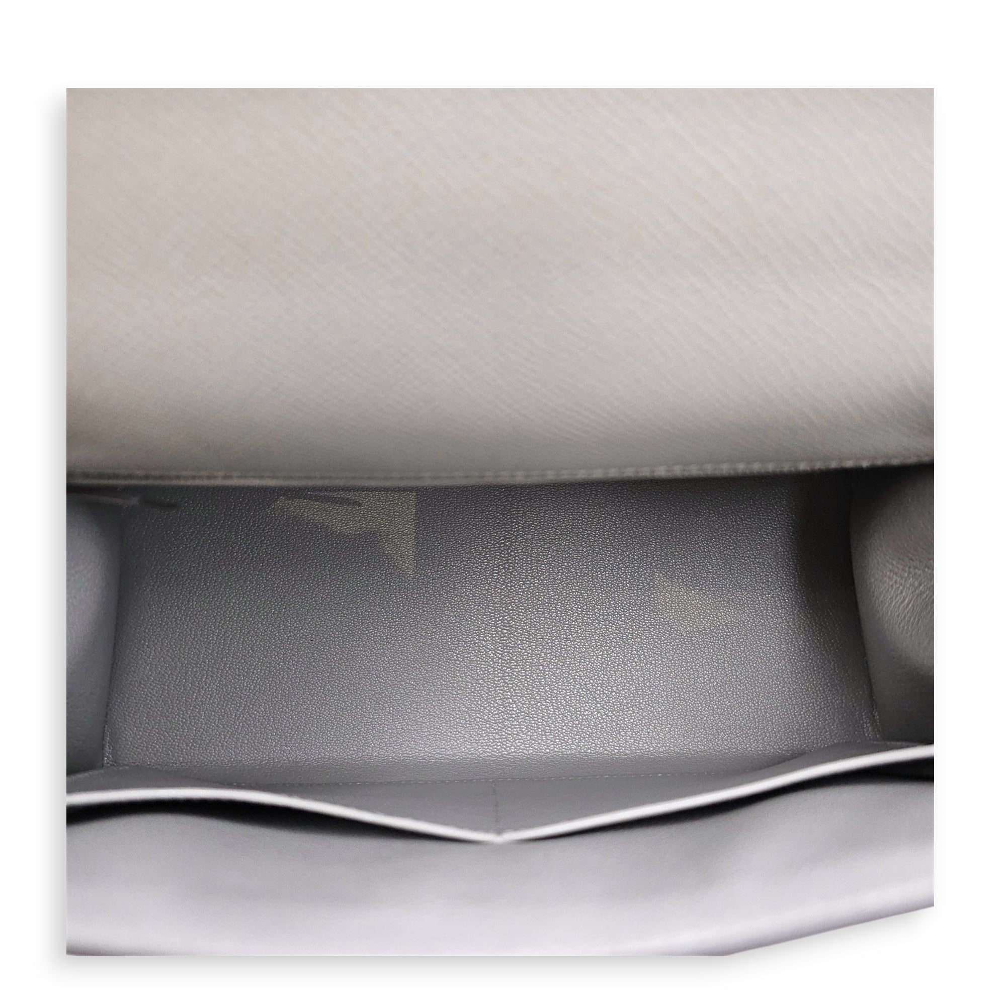 Sellier Kelly 28 Gris Mouette in Epsom Gold hardware CL2606-22092 6
