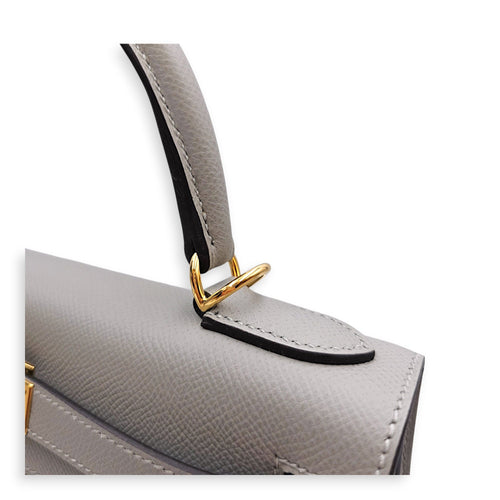 Sellier Kelly 28 Gris Mouette in Epsom Gold hardware CL2606-22092 7