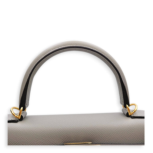Sellier Kelly 28 Gris Mouette in Epsom Gold hardware CL2606-22092 9