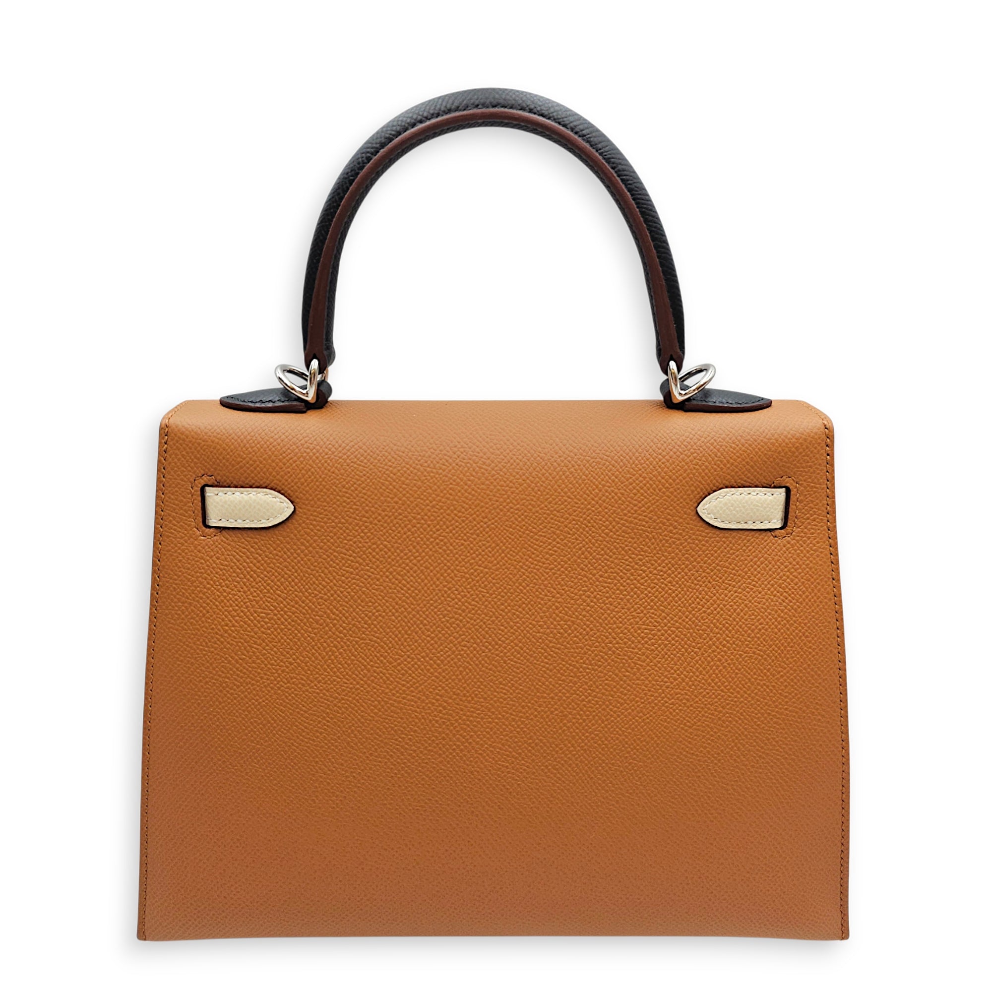 Tricolore Sellier Kelly 25 Gold/Craie/Noir/Blue Sapphire in Epsom Palladium hardware CL2606-22097 2