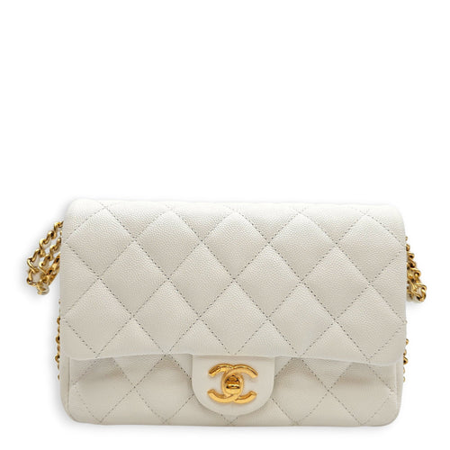 CC You Flap White Shoulder Bag in Caviar Leather Gold hardware CL2606-22100 1