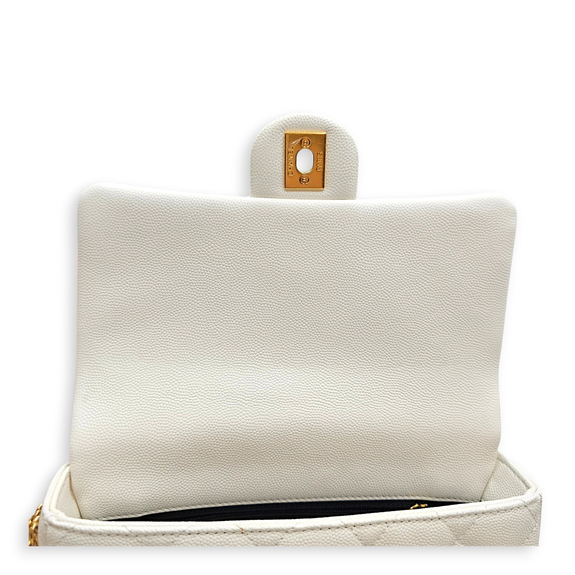 CC You Flap White Shoulder Bag in Caviar Leather Gold hardware CL2606-22100 11