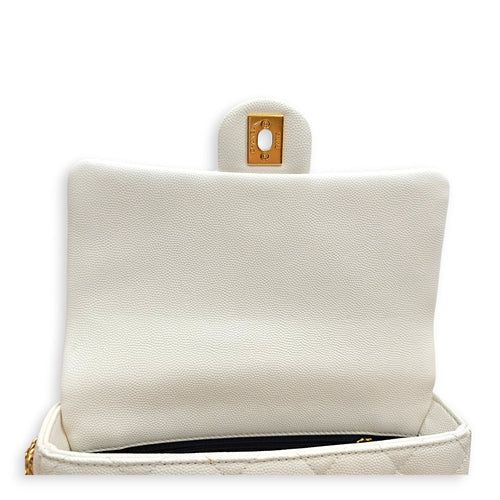 CC You Flap White Shoulder Bag in Caviar Leather Gold hardware CL2606-22100 11
