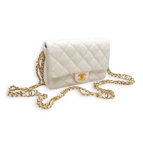 CC You Flap White Shoulder Bag in Caviar Leather Gold hardware CL2606-22100 15