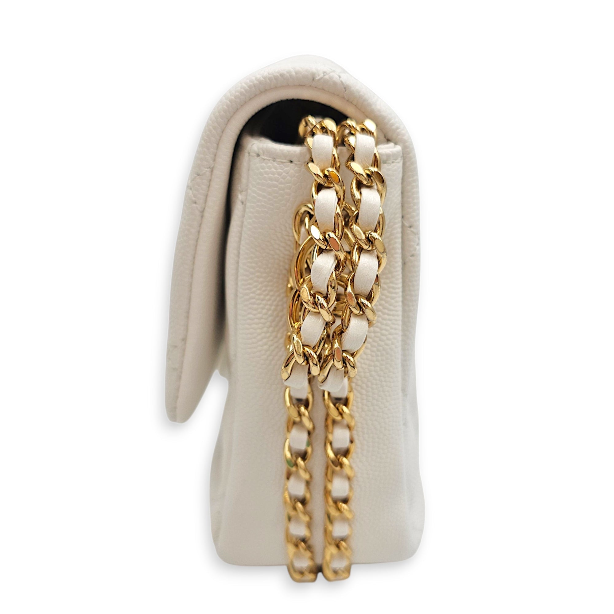 CC You Flap White Shoulder Bag in Caviar Leather Gold hardware CL2606-22100 3