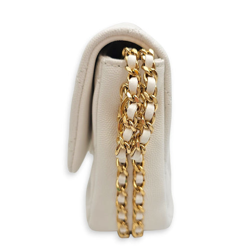 CC You Flap White Shoulder Bag in Caviar Leather Gold hardware CL2606-22100 3