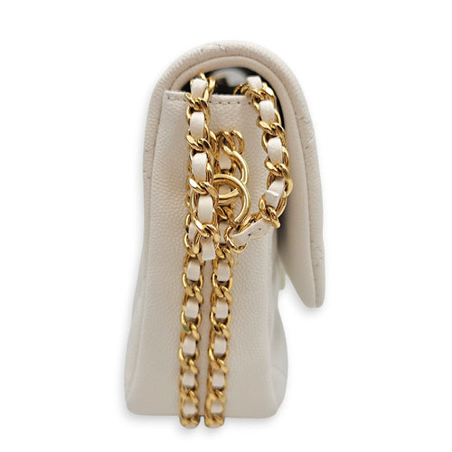 CC You Flap White Shoulder Bag in Caviar Leather Gold hardware CL2606-22100 4