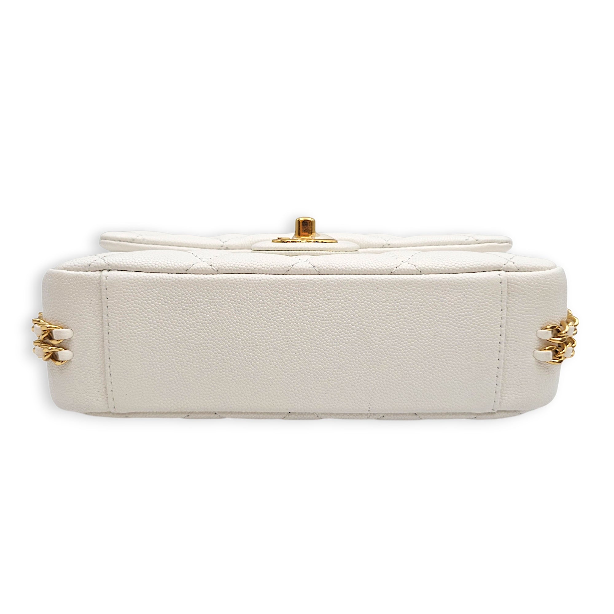 CC You Flap White Shoulder Bag in Caviar Leather Gold hardware CL2606-22100 5