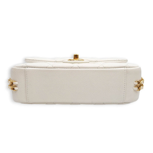 CC You Flap White Shoulder Bag in Caviar Leather Gold hardware CL2606-22100 5