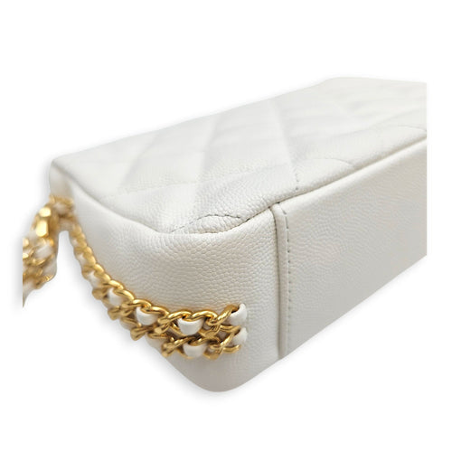 CC You Flap White Shoulder Bag in Caviar Leather Gold hardware CL2606-22100 8