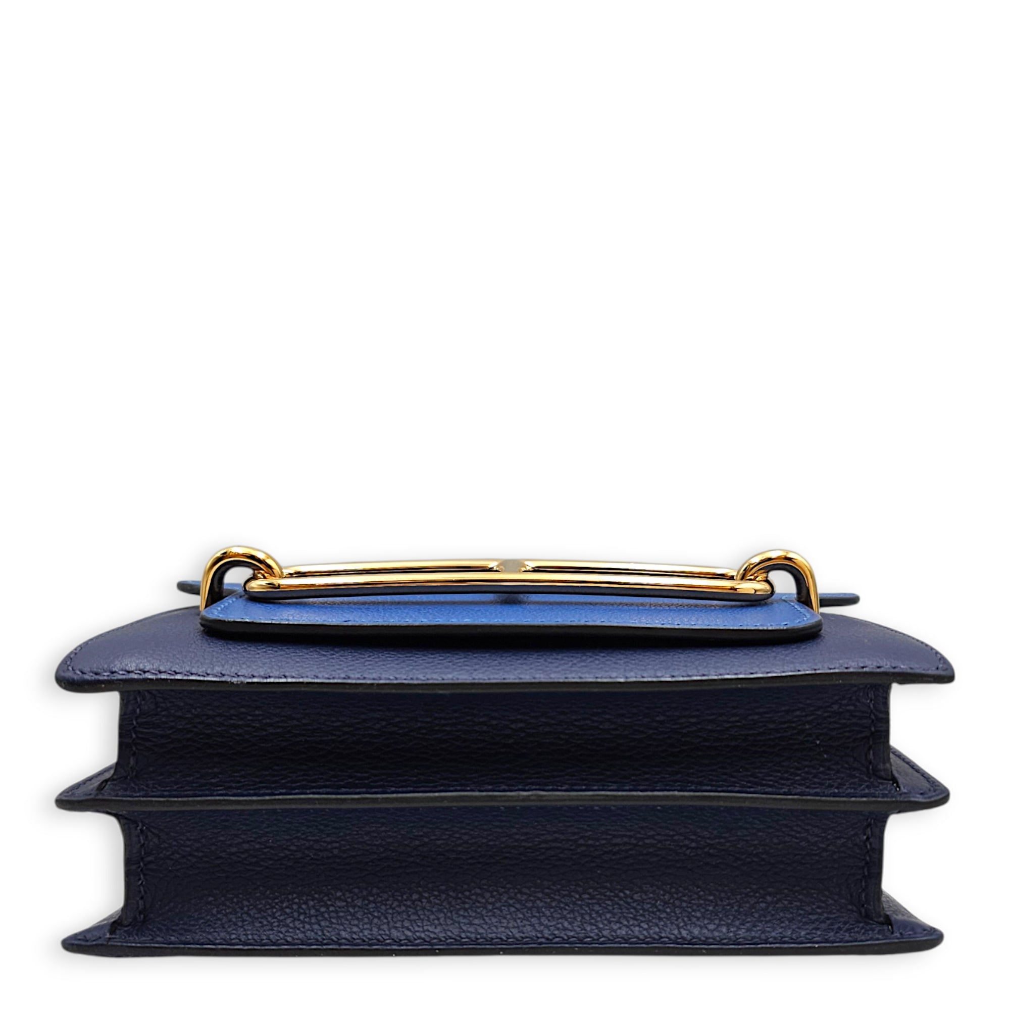 Roulis Mini Blue France/Blue sapphire in Evercolor Permabrass hardware CL2606-22111 5