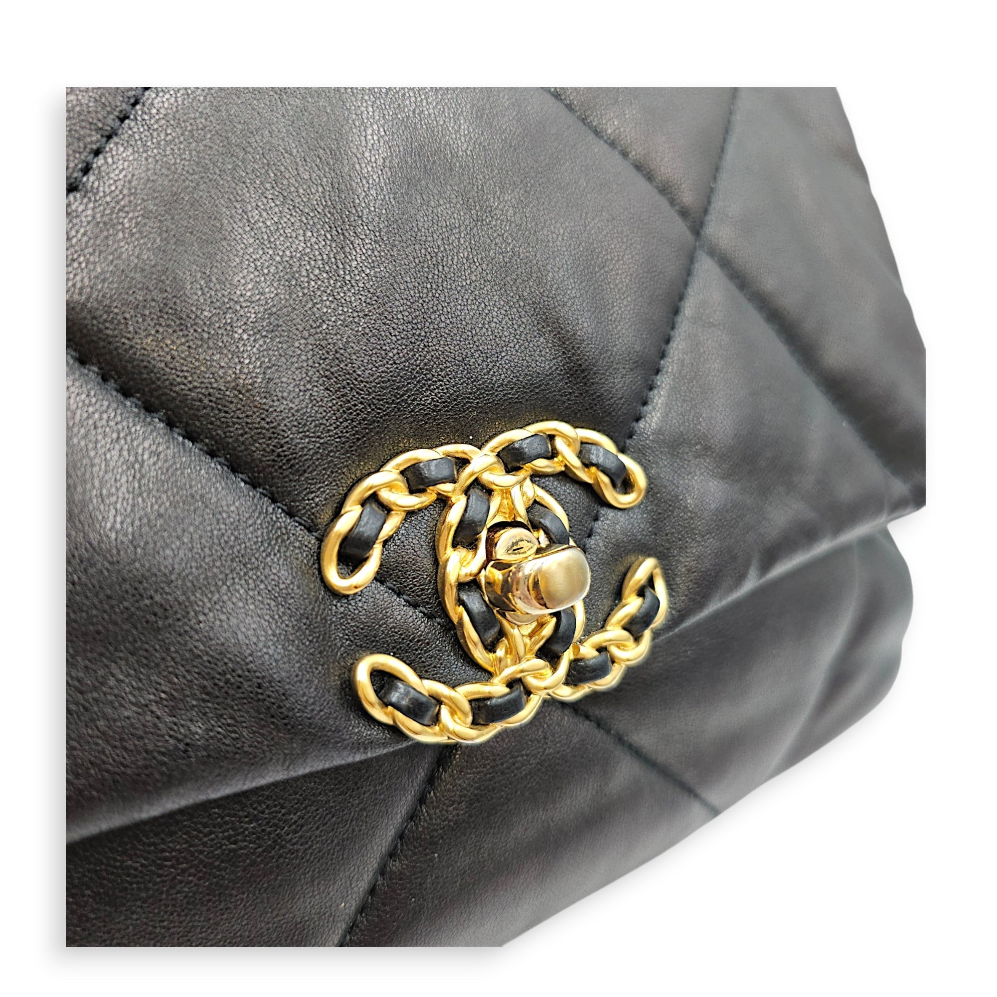 C19 Small Black Shoulder Bag in Lambskin Gold hardware CL2606-22113 12