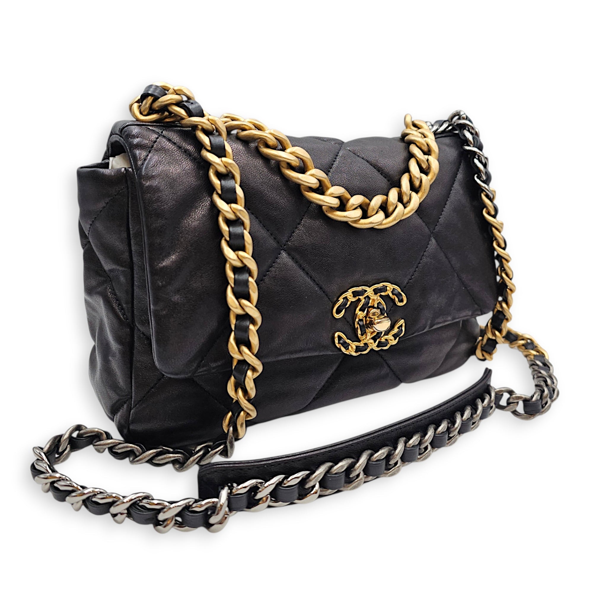 C19 Small Black Shoulder Bag in Lambskin Gold hardware CL2606-22113 14