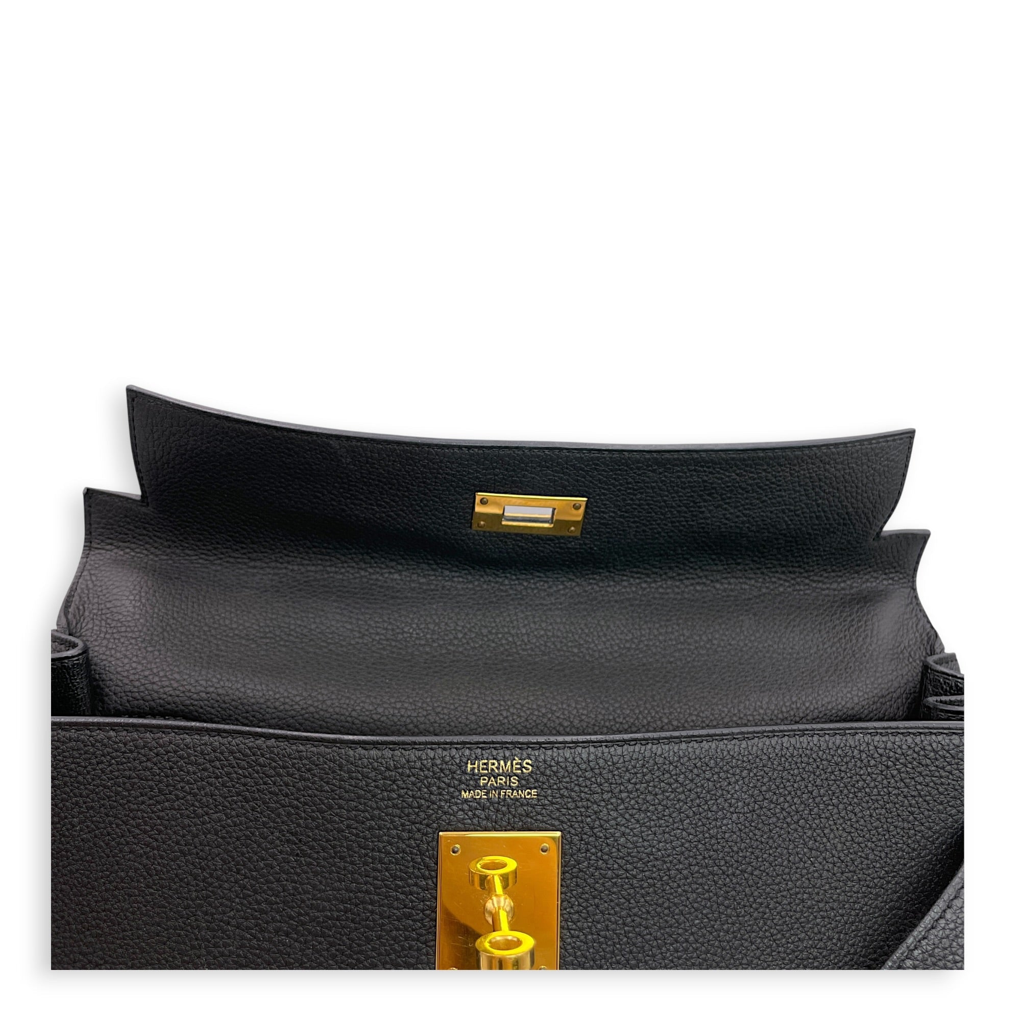 Kelly 32 Noir in Togo Gold hardware CL2606-22115 13