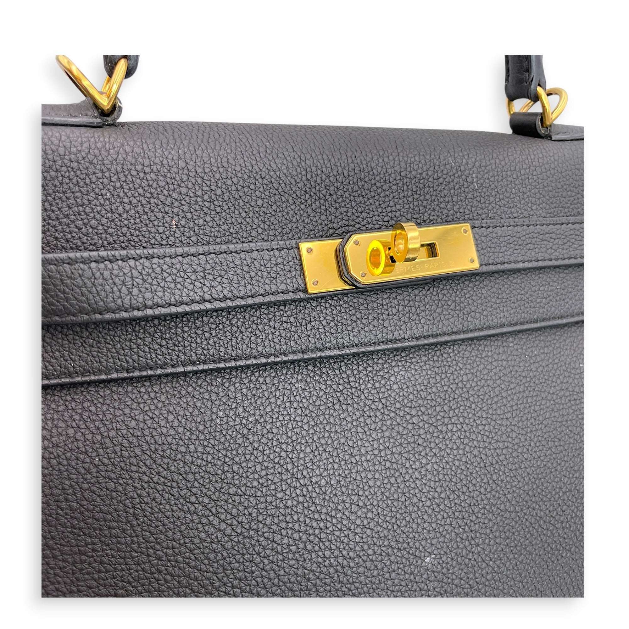 Kelly 32 Noir in Togo Gold hardware CL2606-22115 14