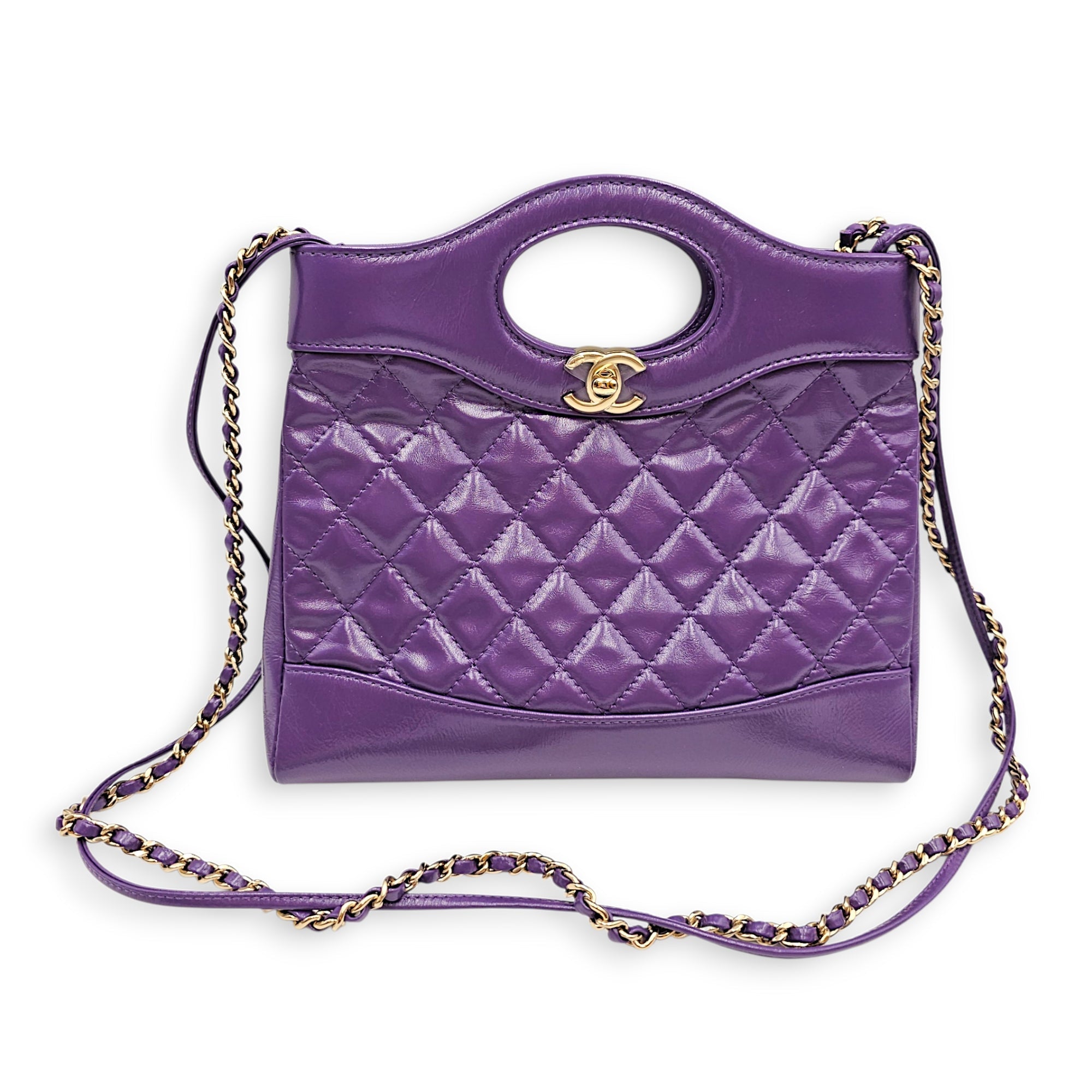31 Small Purple Tote Bag in Calfskin Gold hardware CL2606-22116 11