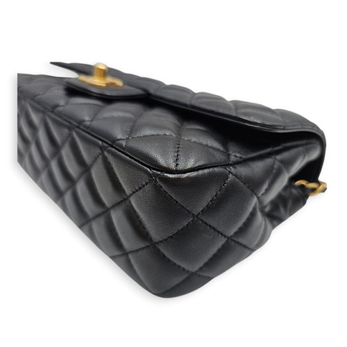 Quilted Flap Bag Small Black Top Handle Bag in Lambskin Gold hardware CL2606-22117 10